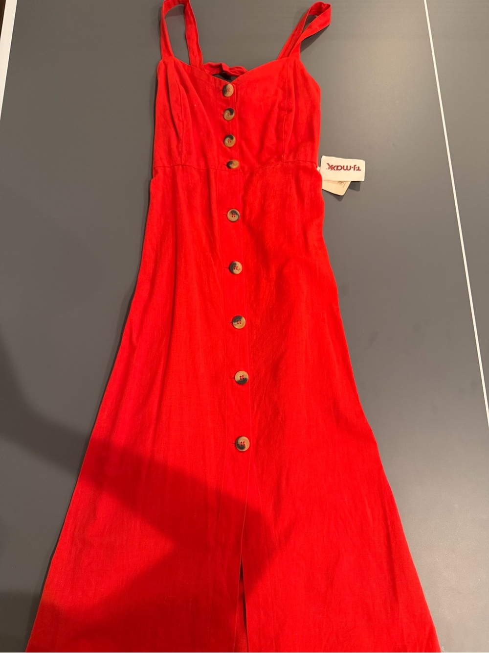 Japna Bright Red Button-Front Jumpsuit